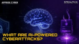 What Are AI-Powered Cyberattacks illustration showing artificial intelligence-driven hacking, automated cyber threats, phishing attacks, malware deployment, and futuristic cybersecurity defense systems in a modern digital environment.