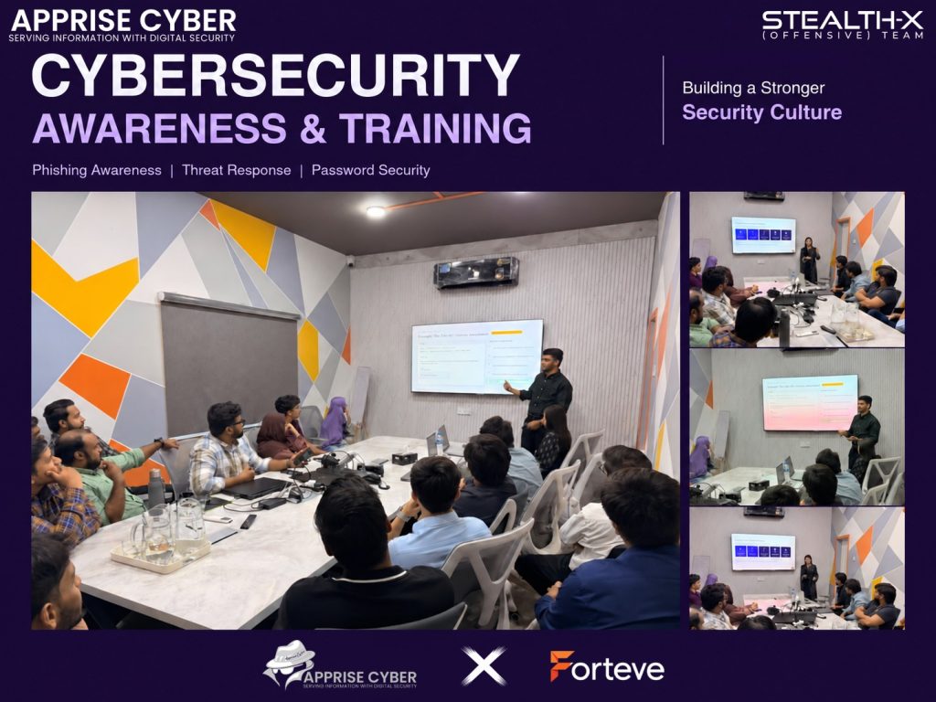 Apprise Cyber trainers leading the cybersecurity awareness workshop at Forteve